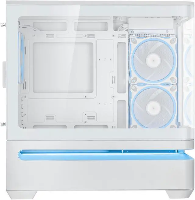 Alt view image 8 of 20 - ASUS Prime AP202 ARGB White mATX case with fully tempered curved glass, supports graphics cards up to 420mm long, 360mm long radiators, easy-detach rail, patented slot vent, built-in three ARGB fans