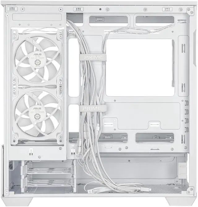 Alt view image 12 of 20 - ASUS Prime AP202 ARGB White mATX case with fully tempered curved glass, supports graphics cards up to 420mm long, 360mm long radiators, easy-detach rail, patented slot vent, built-in three ARGB fans