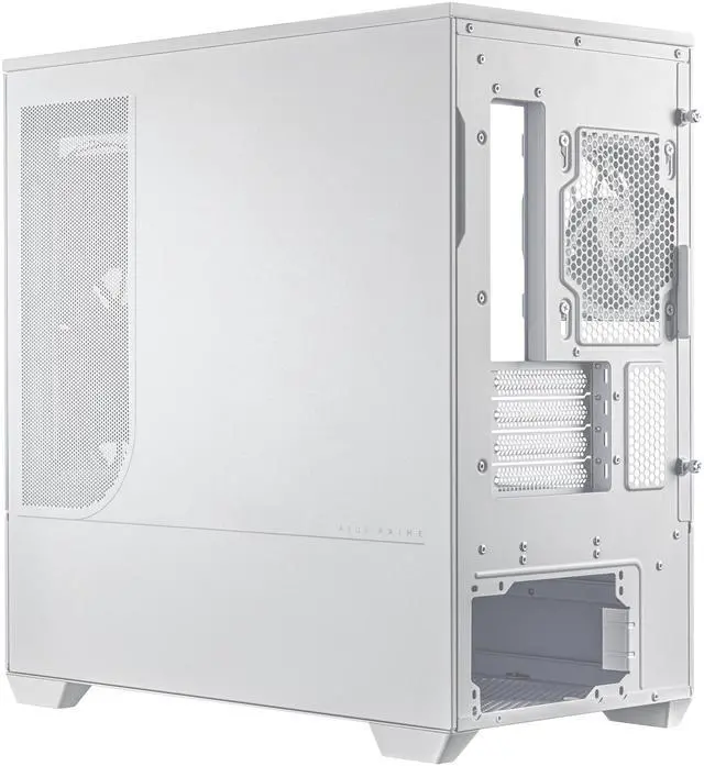 Alt view image 13 of 20 - ASUS Prime AP202 ARGB White mATX case with fully tempered curved glass, supports graphics cards up to 420mm long, 360mm long radiators, easy-detach rail, patented slot vent, built-in three ARGB fans