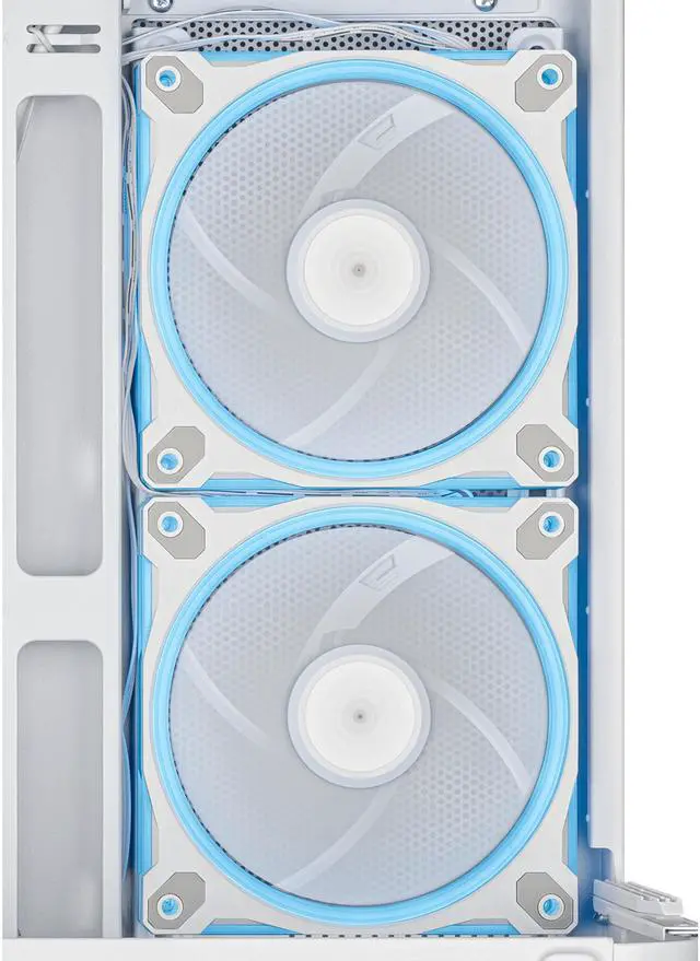 Alt view image 15 of 20 - ASUS Prime AP202 ARGB White mATX case with fully tempered curved glass, supports graphics cards up to 420mm long, 360mm long radiators, easy-detach rail, patented slot vent, built-in three ARGB fans