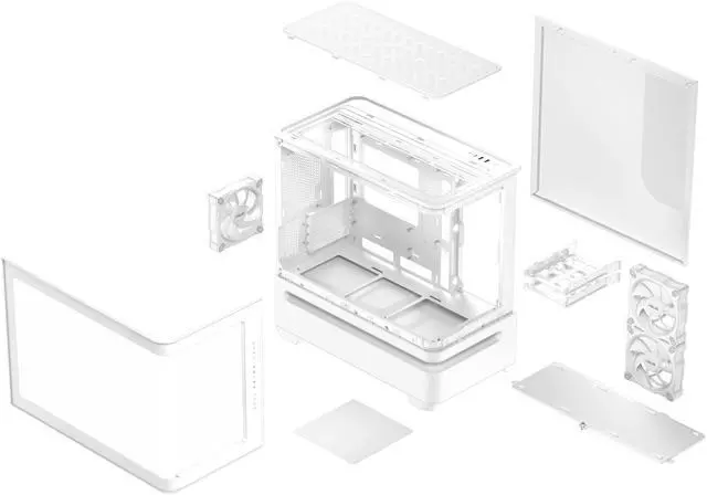 Alt view image 17 of 20 - ASUS Prime AP202 ARGB White mATX case with fully tempered curved glass, supports graphics cards up to 420mm long, 360mm long radiators, easy-detach rail, patented slot vent, built-in three ARGB fans