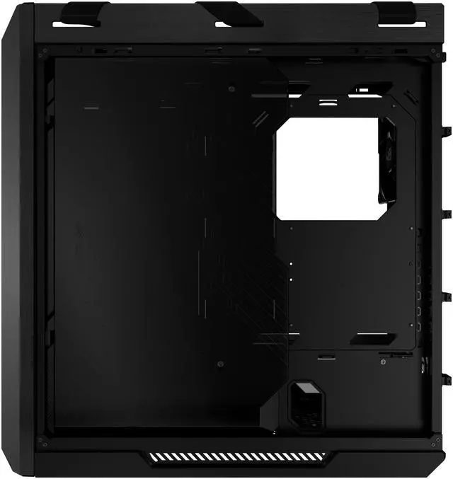 Alt view image 13 of 19 - The ASUS ROG Strix Helios II is an EATX mid-tower gaming PC case featuring dual tempered glass panels and an aluminum diamond-grille design, four pre-installed fans for advanced cooling, and support for GPUs up to 450mm. It also includes a