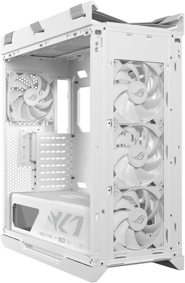 Alt view image 10 of 20 - The ASUS ROG Strix Helios II White Edition is an EATX mid-tower gaming PC case featuring dual tempered glass panels and an aluminum diamond-grille design, four pre-installed fans for advanced cooling, and support for GPUs up to 450mm. It al
