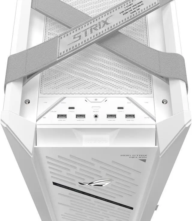 Alt view image 11 of 20 - The ASUS ROG Strix Helios II White Edition is an EATX mid-tower gaming PC case featuring dual tempered glass panels and an aluminum diamond-grille design, four pre-installed fans for advanced cooling, and support for GPUs up to 450mm. It al