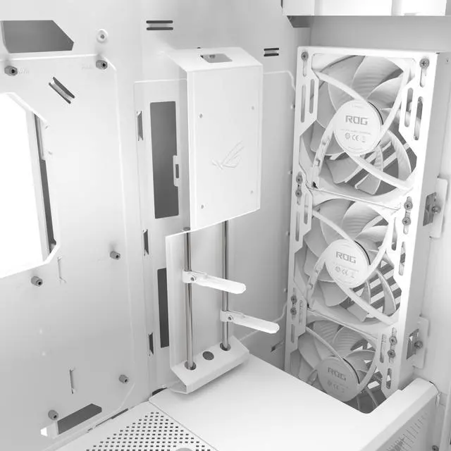 Alt view image 16 of 20 - The ASUS ROG Strix Helios II White Edition is an EATX mid-tower gaming PC case featuring dual tempered glass panels and an aluminum diamond-grille design, four pre-installed fans for advanced cooling, and support for GPUs up to 450mm. It al