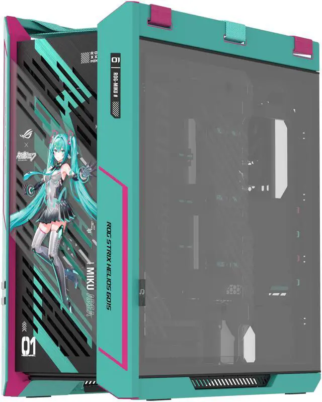 Alt view image 2 of 8 - ASUS ROG Strix Helios II Hatsune Miku Edition Gaming PC Case, with Dual Tempered Glass Side Panels, Support for Graphics Cards up to 450mm Long, Graphics Card Braces and Support for up to 420mm Radiators