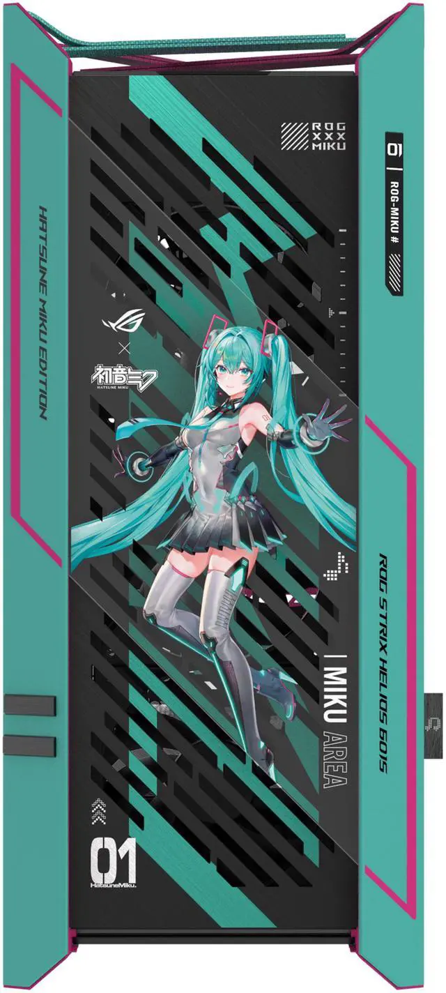 Alt view image 3 of 8 - ASUS ROG Strix Helios II Hatsune Miku Edition Gaming PC Case, with Dual Tempered Glass Side Panels, Support for Graphics Cards up to 450mm Long, Graphics Card Braces and Support for up to 420mm Radiators