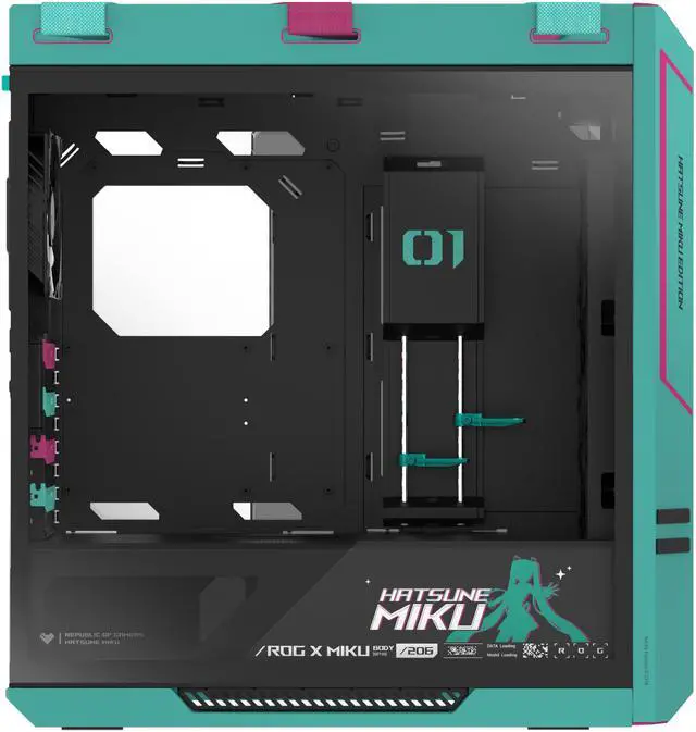 Alt view image 4 of 8 - ASUS ROG Strix Helios II Hatsune Miku Edition Gaming PC Case, with Dual Tempered Glass Side Panels, Support for Graphics Cards up to 450mm Long, Graphics Card Braces and Support for up to 420mm Radiators