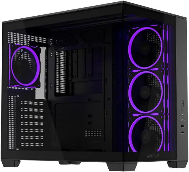 Alt view image 2 of 16 - ASUS A32 PLUS Black ATX gaming PC case, support 360mm radiators and 420mm graphics cards, dual-chamber chassis for independent cooling zones, four pre-installed ARGB fans and clean cable management