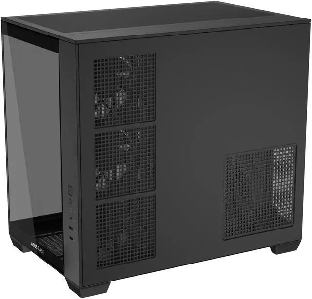 Alt view image 5 of 16 - ASUS A32 PLUS Black ATX gaming PC case, support 360mm radiators and 420mm graphics cards, dual-chamber chassis for independent cooling zones, four pre-installed ARGB fans and clean cable management