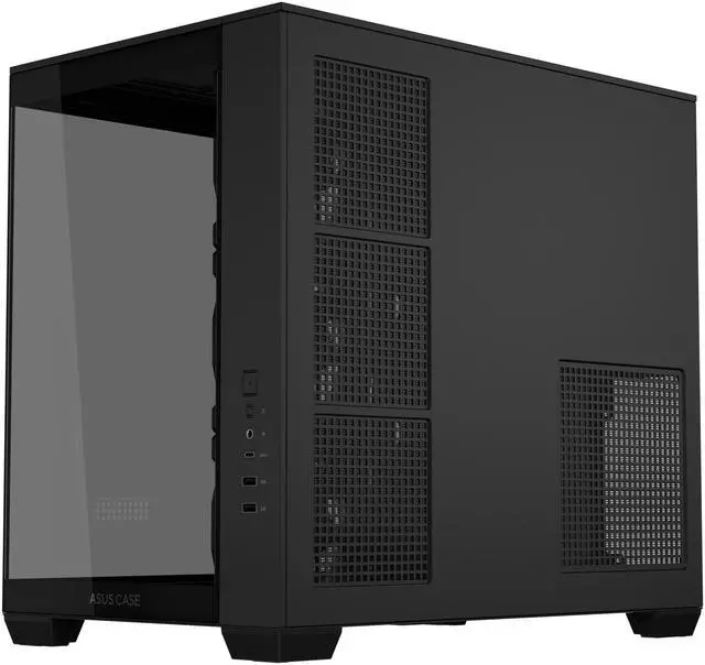 Alt view image 6 of 16 - ASUS A32 PLUS Black ATX gaming PC case, support 360mm radiators and 420mm graphics cards, dual-chamber chassis for independent cooling zones, four pre-installed ARGB fans and clean cable management