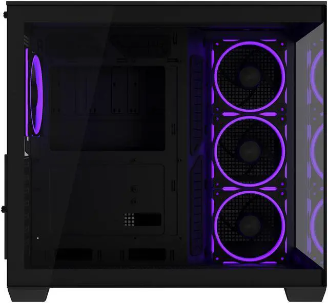 Alt view image 7 of 16 - ASUS A32 PLUS Black ATX gaming PC case, support 360mm radiators and 420mm graphics cards, dual-chamber chassis for independent cooling zones, four pre-installed ARGB fans and clean cable management