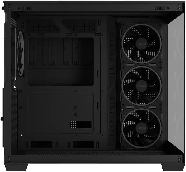Alt view image 8 of 16 - ASUS A32 PLUS Black ATX gaming PC case, support 360mm radiators and 420mm graphics cards, dual-chamber chassis for independent cooling zones, four pre-installed ARGB fans and clean cable management