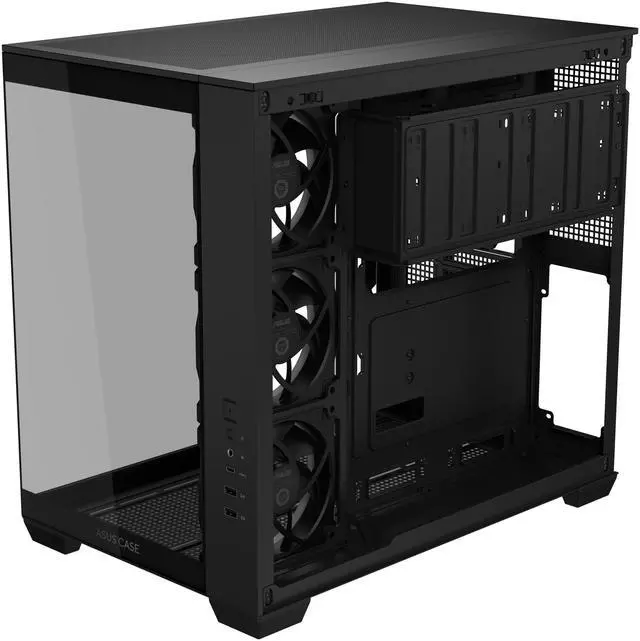 Alt view image 10 of 16 - ASUS A32 PLUS Black ATX gaming PC case, support 360mm radiators and 420mm graphics cards, dual-chamber chassis for independent cooling zones, four pre-installed ARGB fans and clean cable management