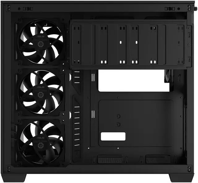 Alt view image 11 of 16 - ASUS A32 PLUS Black ATX gaming PC case, support 360mm radiators and 420mm graphics cards, dual-chamber chassis for independent cooling zones, four pre-installed ARGB fans and clean cable management