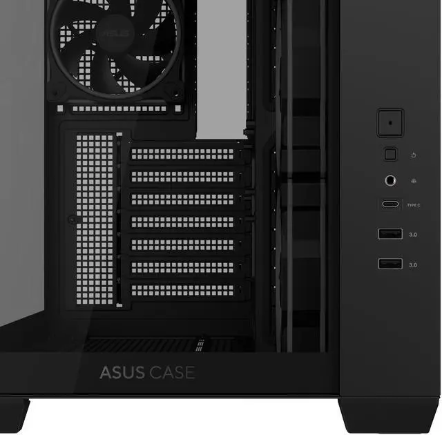 Alt view image 13 of 16 - ASUS A32 PLUS Black ATX gaming PC case, support 360mm radiators and 420mm graphics cards, dual-chamber chassis for independent cooling zones, four pre-installed ARGB fans and clean cable management