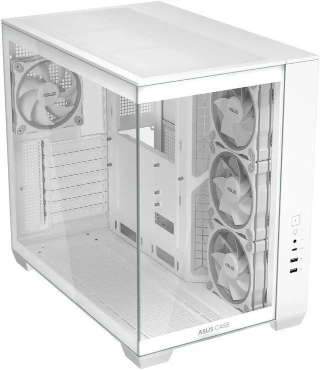 Alt view image 3 of 16 - ASUS A32 PLUS White ATX gaming PC case, support 360mm radiators and 420mm graphics cards, dual-chamber chassis for independent cooling zones, four pre-installed ARGB fans and clean cable management