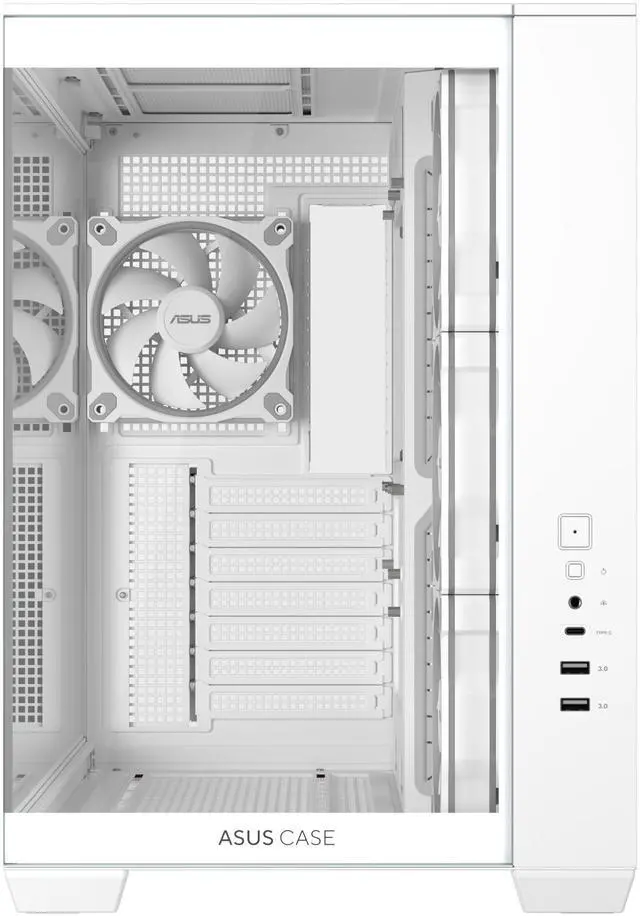Alt view image 4 of 16 - ASUS A32 PLUS White ATX gaming PC case, support 360mm radiators and 420mm graphics cards, dual-chamber chassis for independent cooling zones, four pre-installed ARGB fans and clean cable management