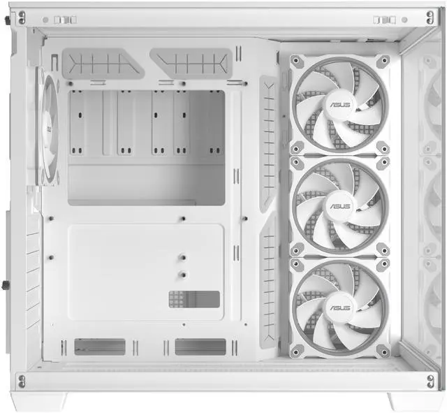 Alt view image 8 of 16 - ASUS A32 PLUS White ATX gaming PC case, support 360mm radiators and 420mm graphics cards, dual-chamber chassis for independent cooling zones, four pre-installed ARGB fans and clean cable management