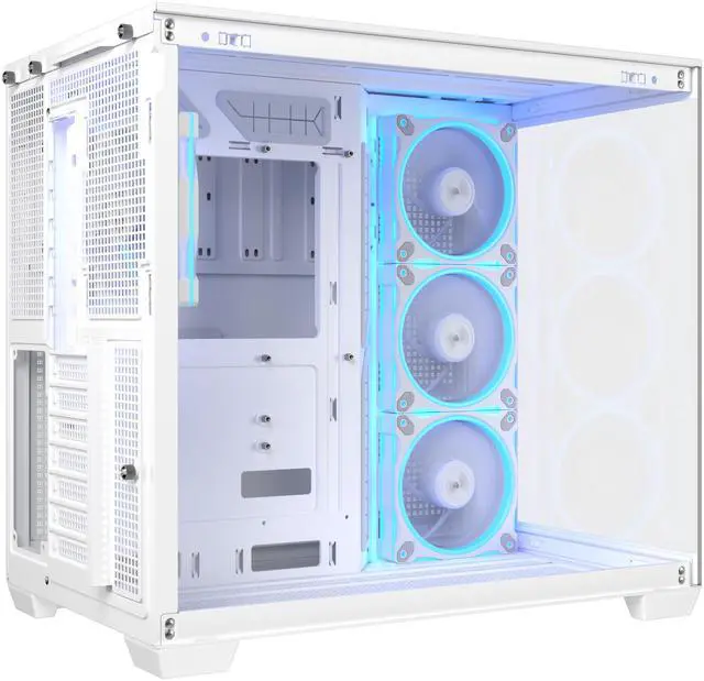 Alt view image 9 of 16 - ASUS A32 PLUS White ATX gaming PC case, support 360mm radiators and 420mm graphics cards, dual-chamber chassis for independent cooling zones, four pre-installed ARGB fans and clean cable management
