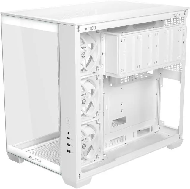 Alt view image 10 of 16 - ASUS A32 PLUS White ATX gaming PC case, support 360mm radiators and 420mm graphics cards, dual-chamber chassis for independent cooling zones, four pre-installed ARGB fans and clean cable management