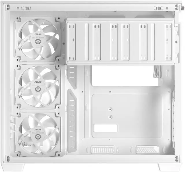 Alt view image 11 of 16 - ASUS A32 PLUS White ATX gaming PC case, support 360mm radiators and 420mm graphics cards, dual-chamber chassis for independent cooling zones, four pre-installed ARGB fans and clean cable management