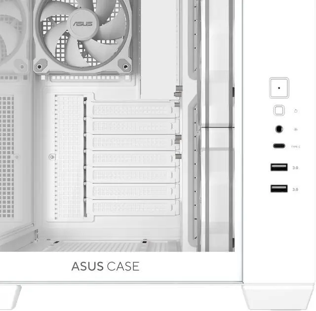 Alt view image 13 of 16 - ASUS A32 PLUS White ATX gaming PC case, support 360mm radiators and 420mm graphics cards, dual-chamber chassis for independent cooling zones, four pre-installed ARGB fans and clean cable management
