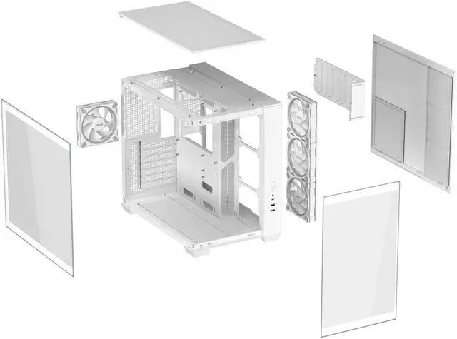 Alt view image 15 of 16 - ASUS A32 PLUS White ATX gaming PC case, support 360mm radiators and 420mm graphics cards, dual-chamber chassis for independent cooling zones, four pre-installed ARGB fans and clean cable management