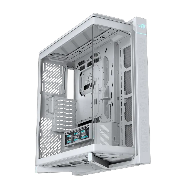 Alt view image 2 of 19 - ASUS ROG Cronox White Edition Full Tower PC Gaming Case Curved Tempered-Glass Side Panel, Support for Graphics Cards up to 400mm Long, EATX and BTF Motherboards, 9.2-inch LCD Case Screen Module