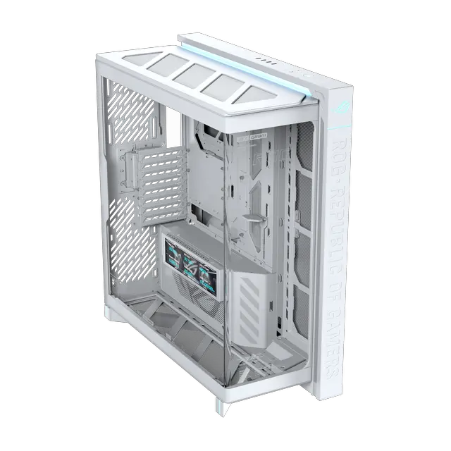 Alt view image 3 of 19 - ASUS ROG Cronox White Edition Full Tower PC Gaming Case Curved Tempered-Glass Side Panel, Support for Graphics Cards up to 400mm Long, EATX and BTF Motherboards, 9.2-inch LCD Case Screen Module
