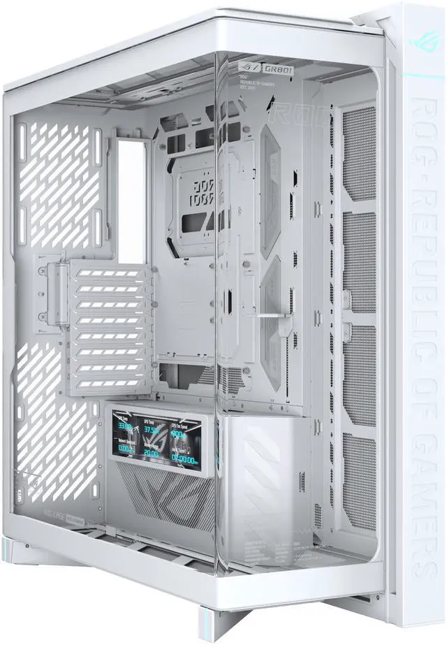 Alt view image 4 of 19 - ASUS ROG Cronox White Edition Full Tower PC Gaming Case Curved Tempered-Glass Side Panel, Support for Graphics Cards up to 400mm Long, EATX and BTF Motherboards, 9.2-inch LCD Case Screen Module