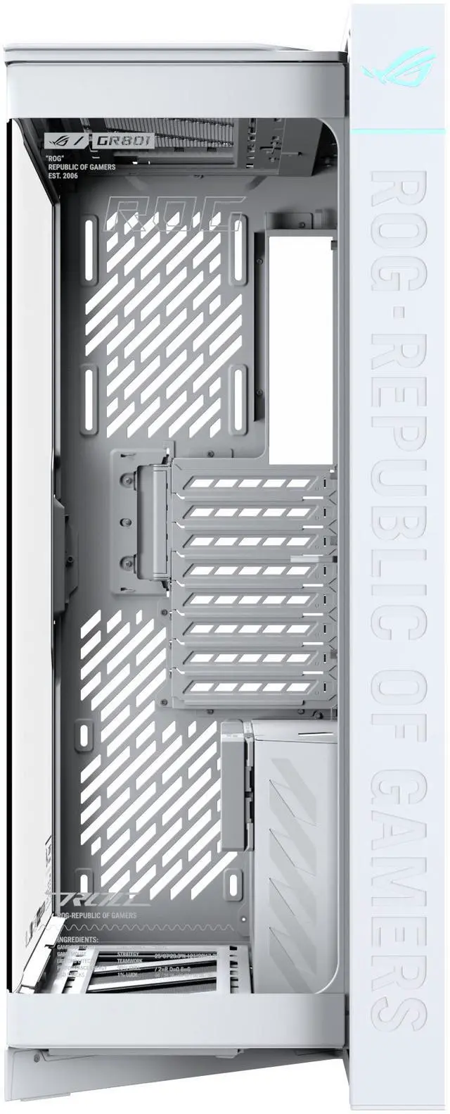 Alt view image 5 of 19 - ASUS ROG Cronox White Edition Full Tower PC Gaming Case Curved Tempered-Glass Side Panel, Support for Graphics Cards up to 400mm Long, EATX and BTF Motherboards, 9.2-inch LCD Case Screen Module