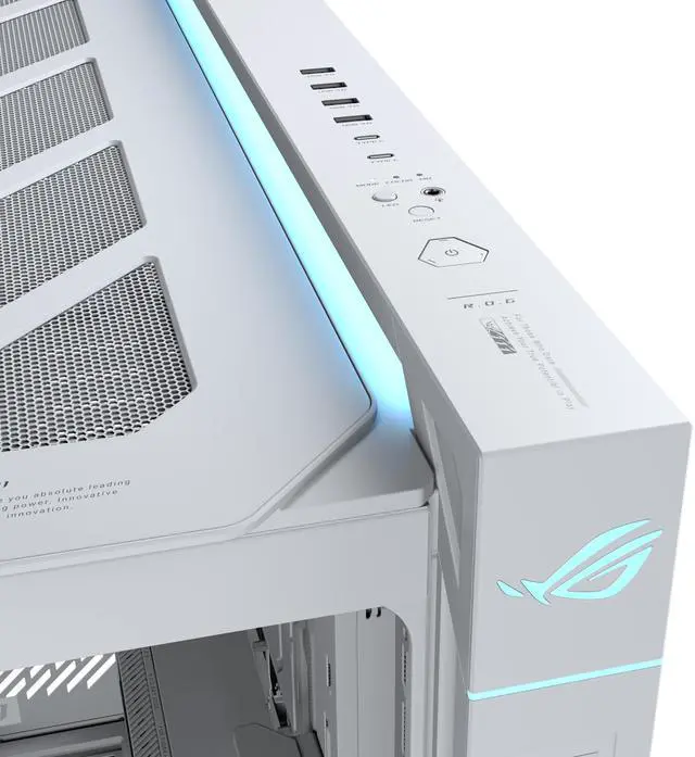 Alt view image 7 of 19 - ASUS ROG Cronox White Edition Full Tower PC Gaming Case Curved Tempered-Glass Side Panel, Support for Graphics Cards up to 400mm Long, EATX and BTF Motherboards, 9.2-inch LCD Case Screen Module