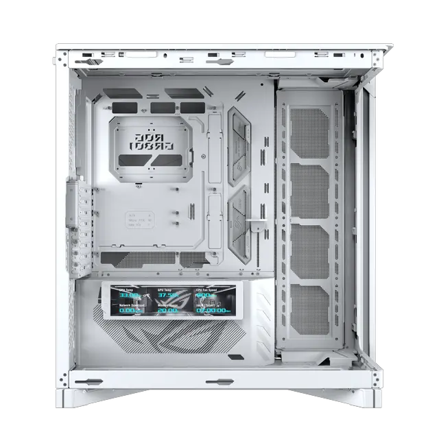 Alt view image 10 of 19 - ASUS ROG Cronox White Edition Full Tower PC Gaming Case Curved Tempered-Glass Side Panel, Support for Graphics Cards up to 400mm Long, EATX and BTF Motherboards, 9.2-inch LCD Case Screen Module