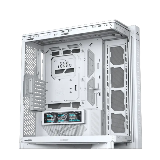 Alt view image 11 of 19 - ASUS ROG Cronox White Edition Full Tower PC Gaming Case Curved Tempered-Glass Side Panel, Support for Graphics Cards up to 400mm Long, EATX and BTF Motherboards, 9.2-inch LCD Case Screen Module