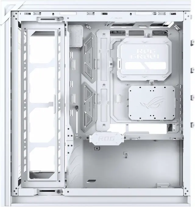 Alt view image 15 of 19 - ASUS ROG Cronox White Edition Full Tower PC Gaming Case Curved Tempered-Glass Side Panel, Support for Graphics Cards up to 400mm Long, EATX and BTF Motherboards, 9.2-inch LCD Case Screen Module