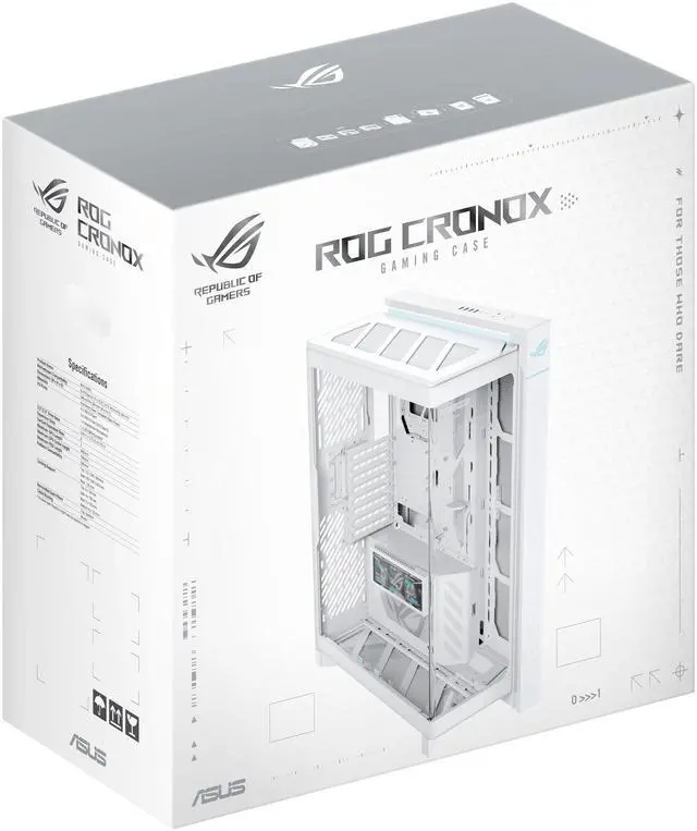 Alt view image 18 of 19 - ASUS ROG Cronox White Edition Full Tower PC Gaming Case Curved Tempered-Glass Side Panel, Support for Graphics Cards up to 400mm Long, EATX and BTF Motherboards, 9.2-inch LCD Case Screen Module