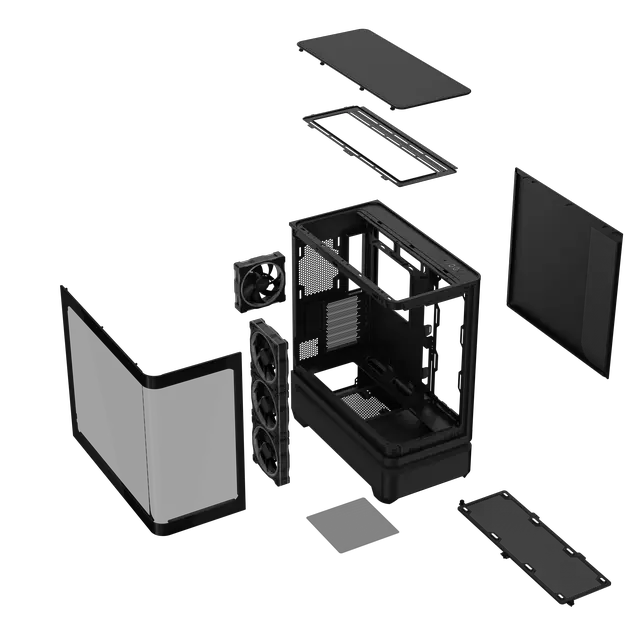 Alt view image 19 of 20 - ASUS Prime AP304 ARGB ATX PC Gaming Case Tempered Curved Glass; Four Built-in ARGB Fans; Supports Graphics Cards up to 420mm Long; 360mm-long Radiators, Black