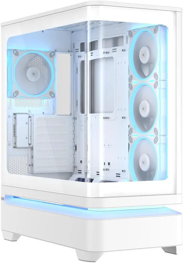 Alt view image 2 of 20 - ASUS Prime AP304 White ARGB ATX PC Gaming Case Tempered Curved Glass; Four Built-in ARGB Fans; Supports Graphics Cards up to 420mm Long; 360mm-long Radiators, White