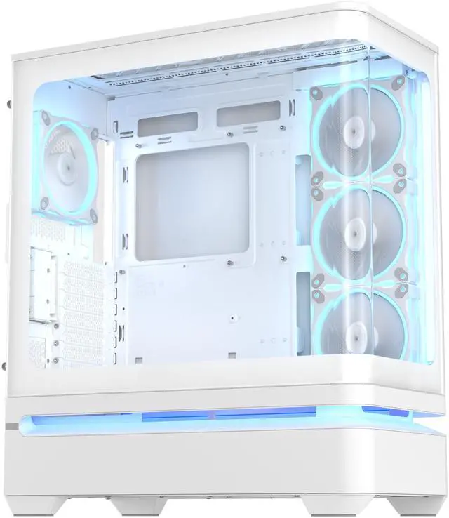 Alt view image 3 of 20 - ASUS Prime AP304 White ARGB ATX PC Gaming Case Tempered Curved Glass; Four Built-in ARGB Fans; Supports Graphics Cards up to 420mm Long; 360mm-long Radiators, White