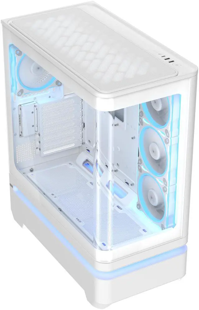Alt view image 4 of 20 - ASUS Prime AP304 White ARGB ATX PC Gaming Case Tempered Curved Glass; Four Built-in ARGB Fans; Supports Graphics Cards up to 420mm Long; 360mm-long Radiators, White