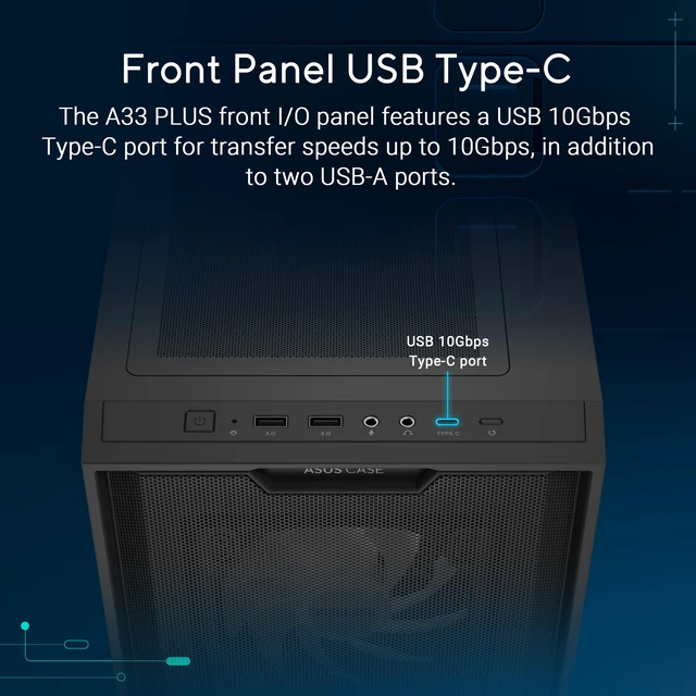 Alt view image 9 of 9 - ASUS A33 PLUS ATX Mid-tower PC Gaming Case (x4) Pre-Installed ARGB Fans, Radiators up to 360mm, GPU's up to 395mm - Black - A33 PLUS TG ARGB BLACK