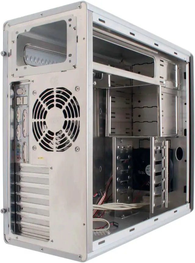 Alt view image 7 of 10 - AMS CF-3206SB Black/Silver Aluminum ATX Mid Tower Computer Case