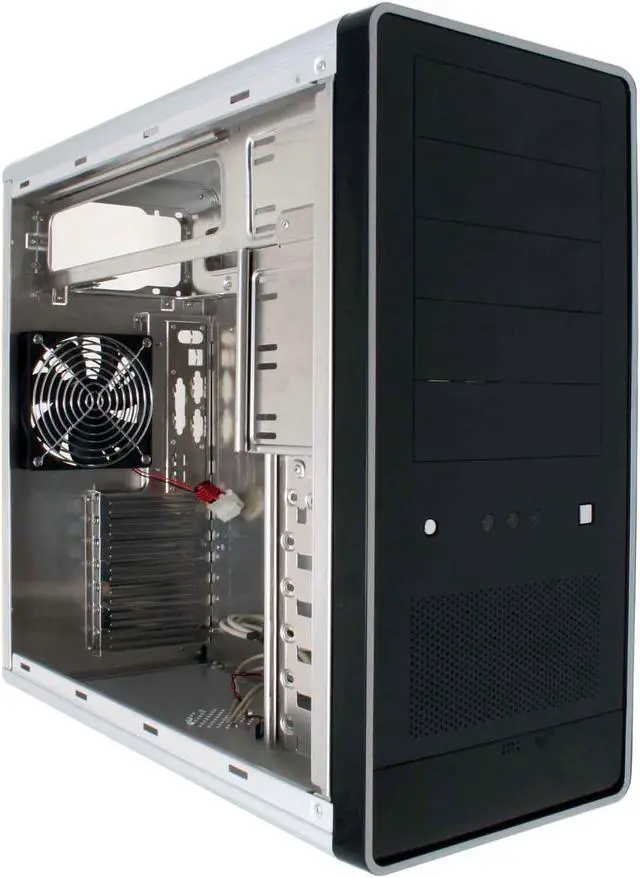 Alt view image 8 of 10 - AMS CF-3206SB Black/Silver Aluminum ATX Mid Tower Computer Case