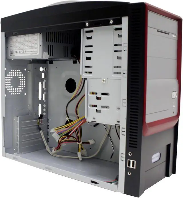Alt view image 5 of 11 - CODEGEN CAT-1015-RD Black/Silver Steel Micro ATX Mid Tower Computer Case 350W P4 ready Power Supply