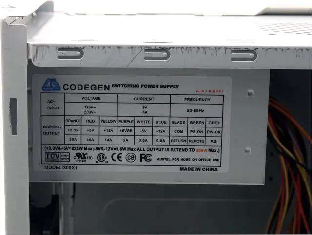 Alt view image 11 of 13 - CODEGEN C-6209-CA-38C Black Steel ATX Mid Tower Computer Case 400W Power Supply