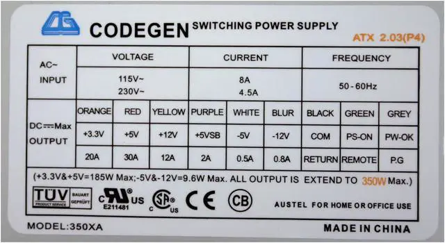 Alt view image 10 of 11 - CODEGEN CAT-3322-1 Beige Steel ATX Mid Tower Computer Case 350W Power Supply