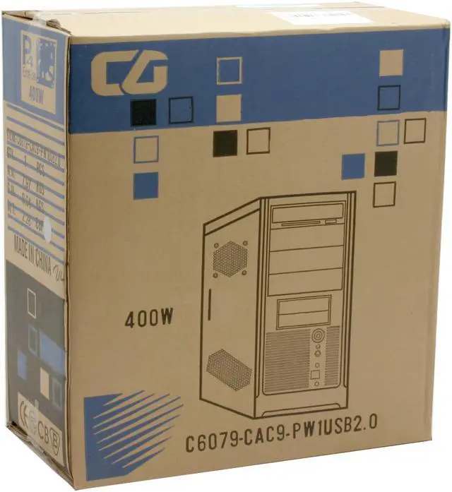 Alt view image 10 of 10 - CODEGEN C-6079-CAC9-PW1 Gray/Silver Steel ATX Mid Tower Computer Case 400W Power Supply