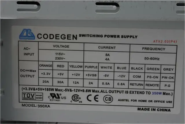 Alt view image 11 of 14 - CODEGEN C-6079-CA Black Steel / Plastic ATX Mid Tower Computer Case 350W Power Supply