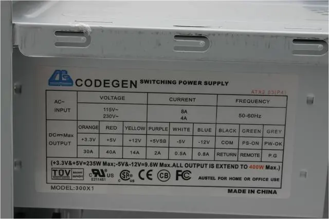 Alt view image 8 of 11 - CODEGEN C-6079-BLUE-PW1 Blue/Silver Steel / Plastic ATX Mid Tower Computer Case 400W Power Supply